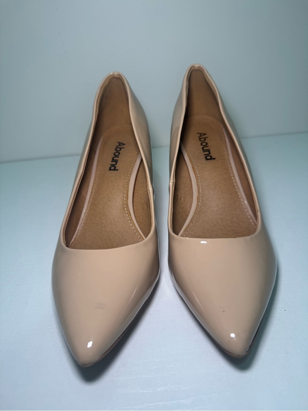 Abound Beige Patent Pointed Toe Flats